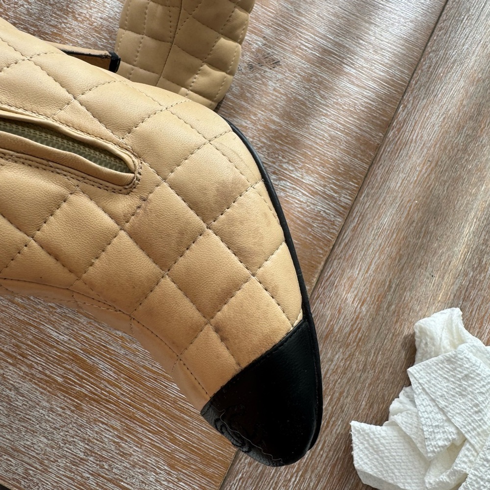 Chanel Quilted Tan and Black Women's Shoes - Picture 5 of 10